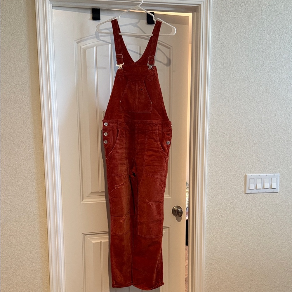 Pilcro Corduroy Jumpsuit in Deep Rust